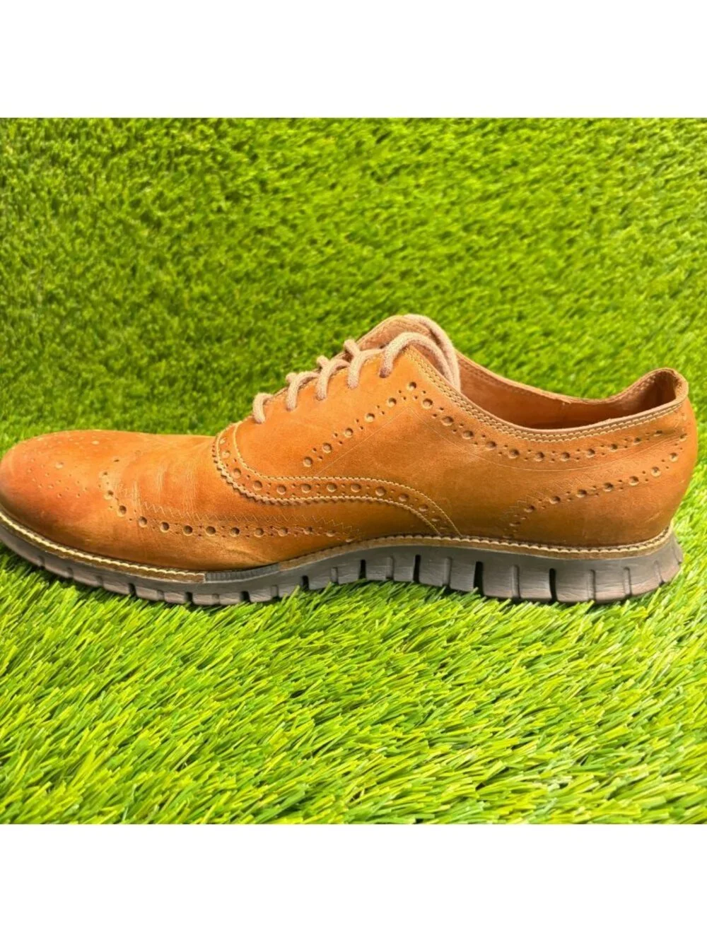 Cole Haan ZeroGrand Mens Size 12 Brown Classic Leather Wingtip Oxford Shoes